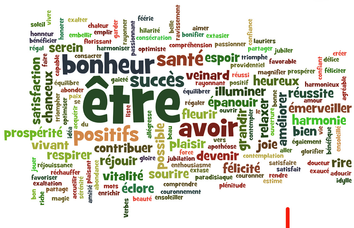 image représentant des mots sur le bien être