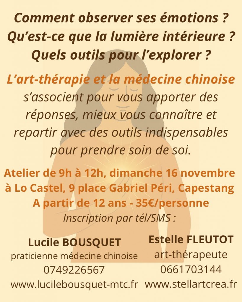 explications concernant l'atelier de médecine et d'art thérapie que nous animerons le 16 novembre
