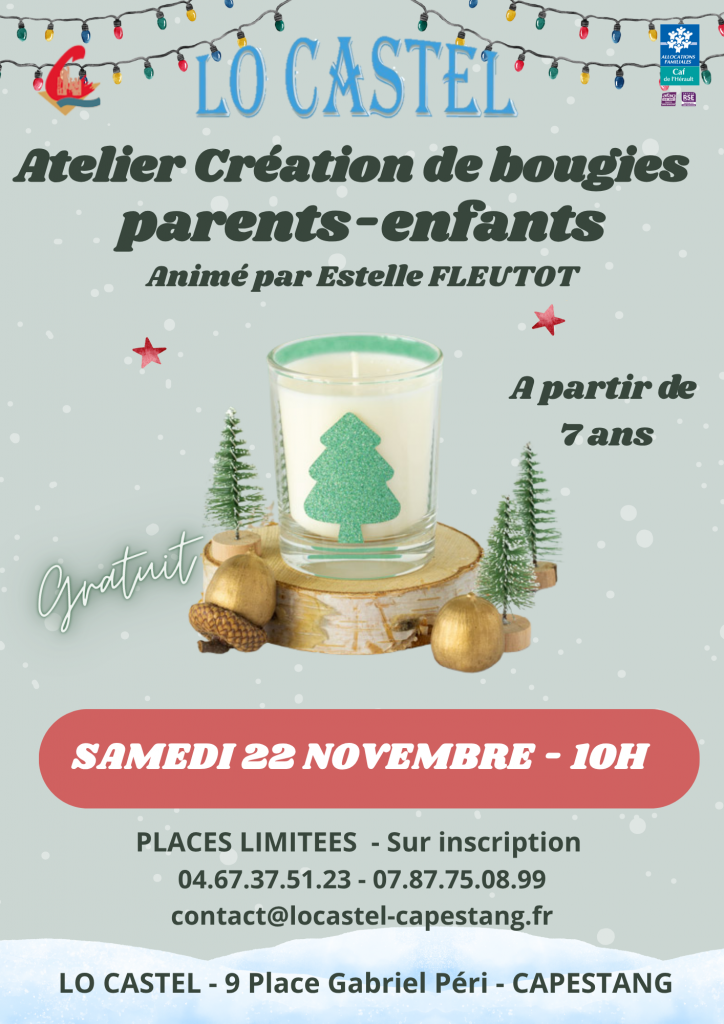 affiche pour un atelier de création de bougies en novembre