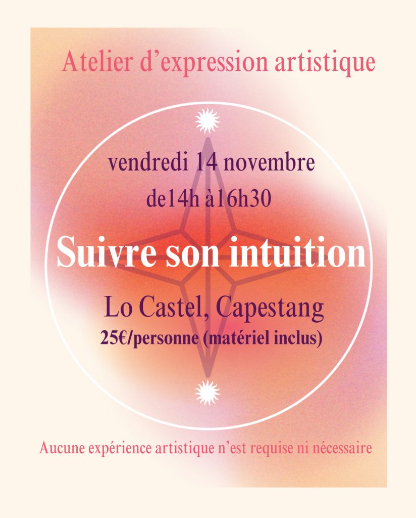 visuel de l'affiche de l'atelier d'expression artistique que j'anime le 14 novembre