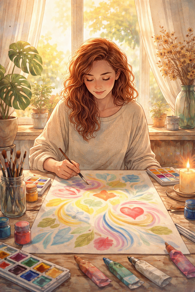 personne en train de créer pour apaiser son mental